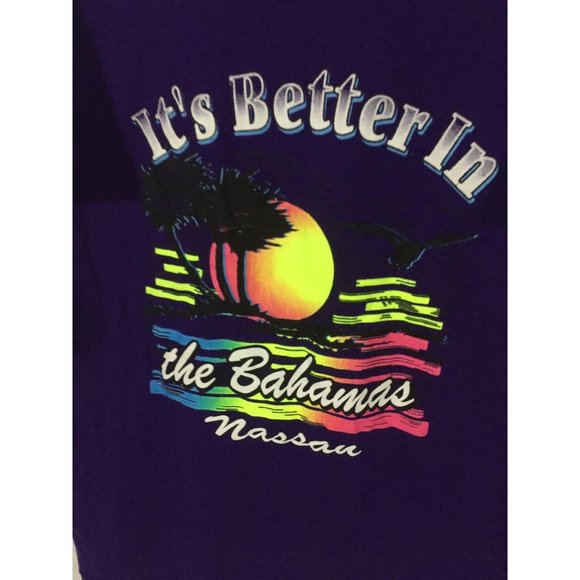 Retro It's Better in the Bahamas Palm Beach Sunset Men's T-Shirt - Picture 2 of 3